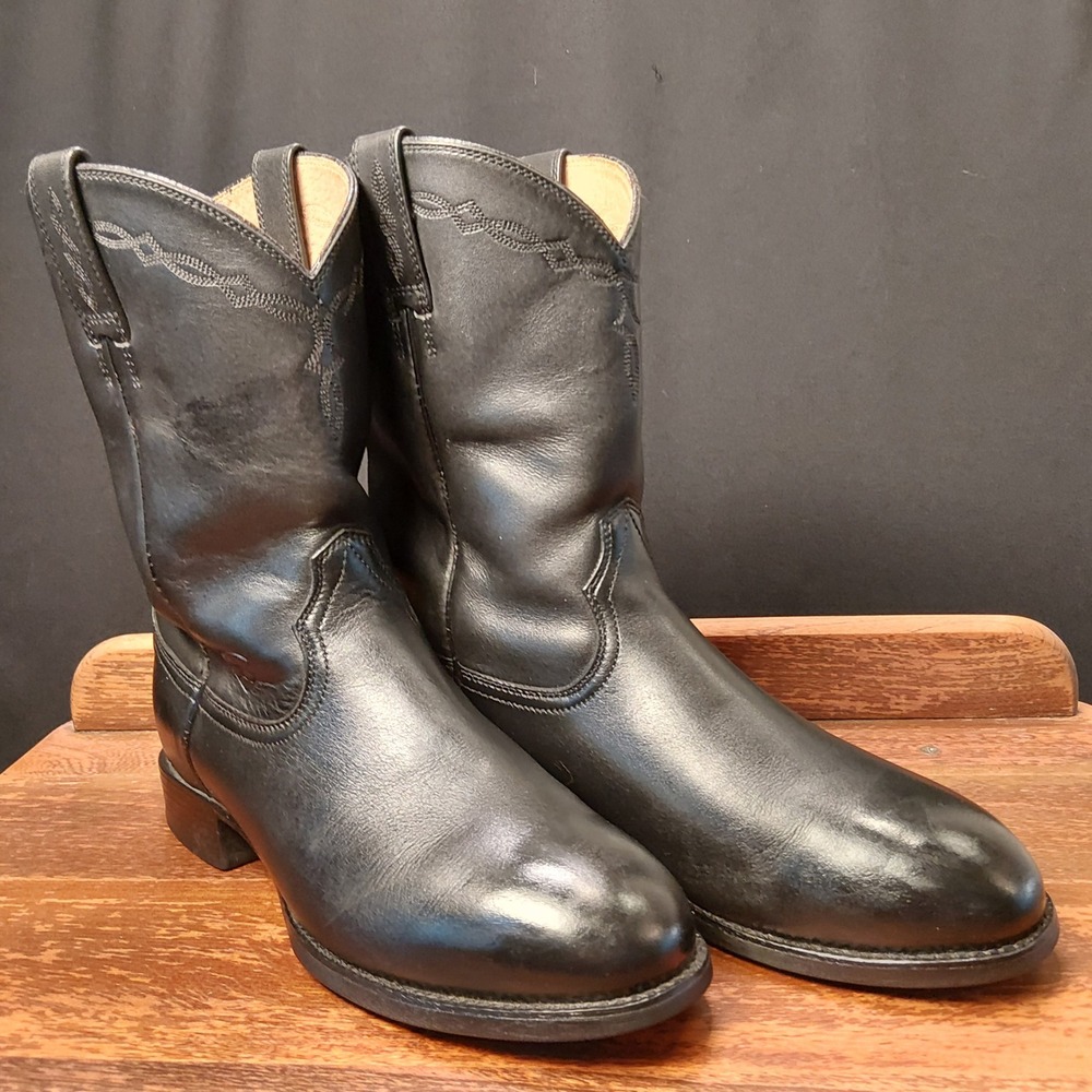 Ariat Heritage Roper 8 EE BlackLTHR WesternCowboy Boots ATS Round Toe Wellington